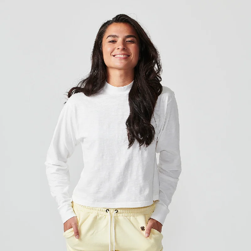 LONG SLEEVE CROP TEE Bright White