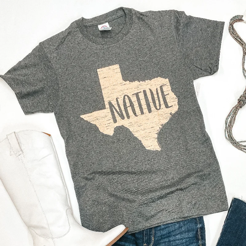 Native Texan Short Sleeve Graphic Tee in Charcoal Grey