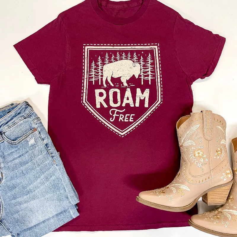 Roam Free Short Sleeve Graphic Tee in Maroon