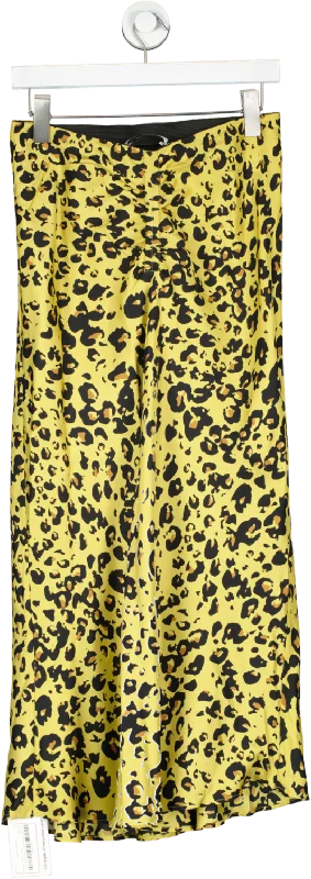 Munthe Yellow Leopard Print Midi Skirt UK 8