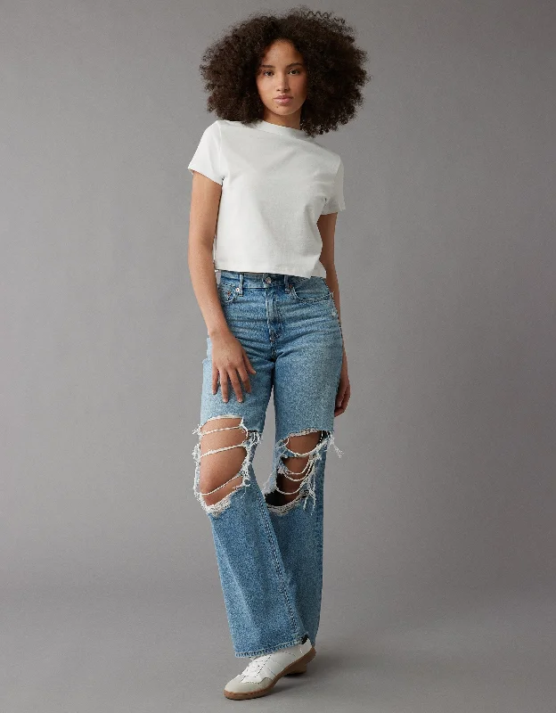 AE Strigid Curvy Super High-Waisted Baggy Straight Ripped Jean