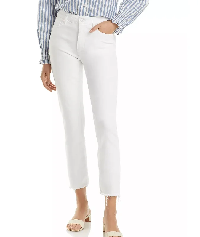 Cindy Straight Ankle Jeans In White Noise