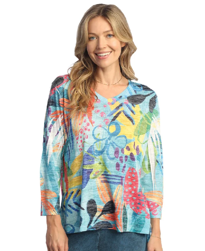 Jess & Jane "La Palma" Burnout Hi-Low Tunic Top - AJ3-1889