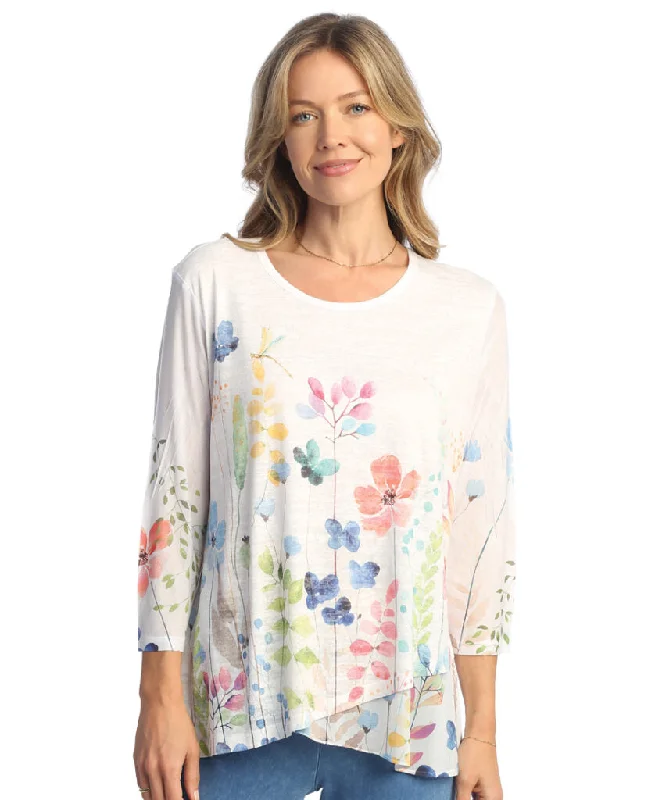 Jess & Jane "Gardena" Burnout Tunic with Mesh Contrast - 49-1914