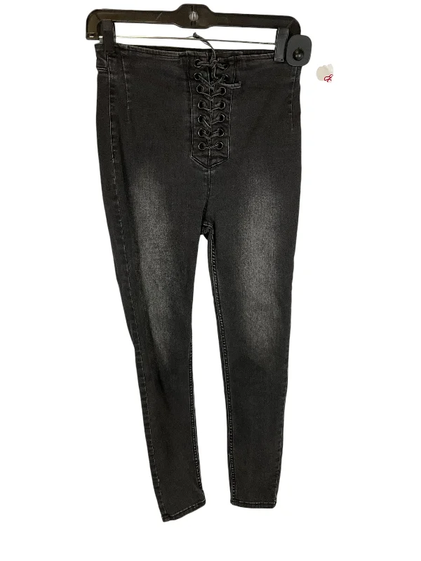 Jeans Skinny By Free People In Black Denim, Size: 4