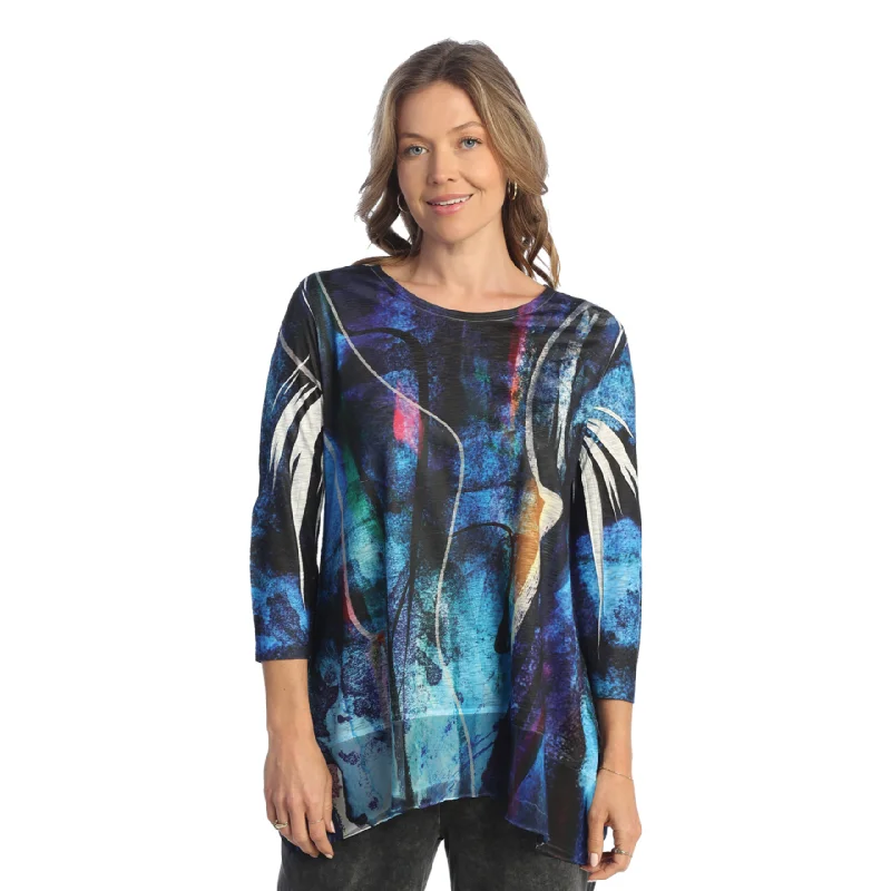 Jess & Jane "Eclipse" Abstract Print Chiffon Hem Tunic Top - 63-1853