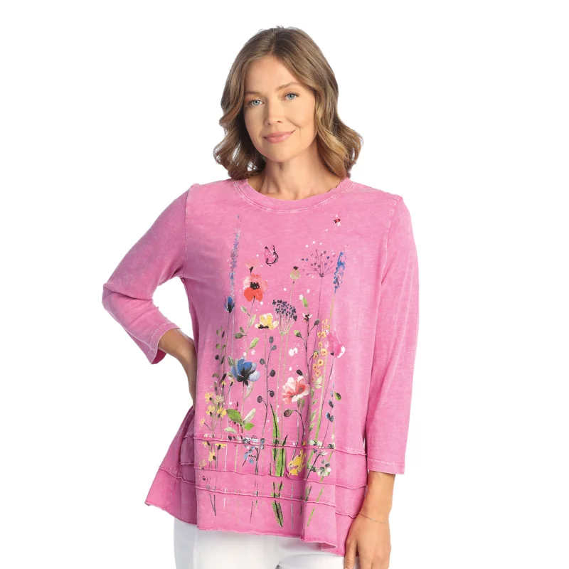 Jess & Jane "Gardenia" Floral Print Layered Tunic Top - M66-1821