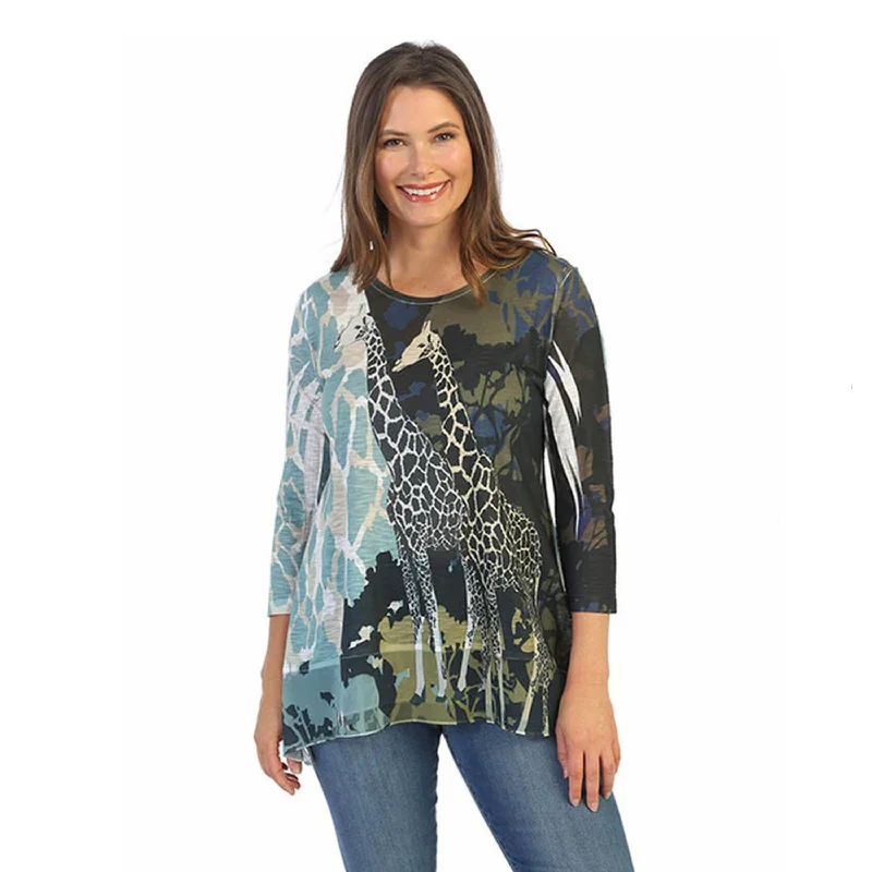 Jess & Jane "Kenya" Animal Print Chiffon Hem Tunic Top - 63-1516 - Sizes XL & 1X