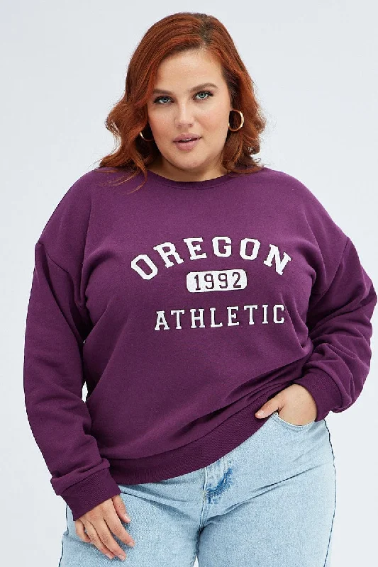 Purple Cropped Sweater Portland Embroidery