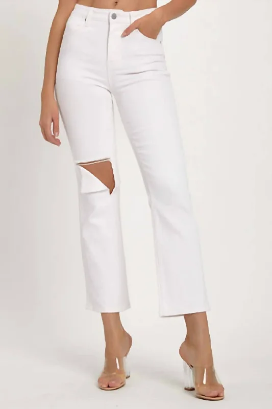 Relaxed Distressed Denim Jean In White