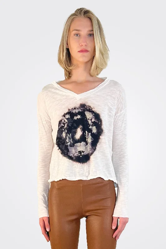 V Neck Long Sleeve Top - Meteor