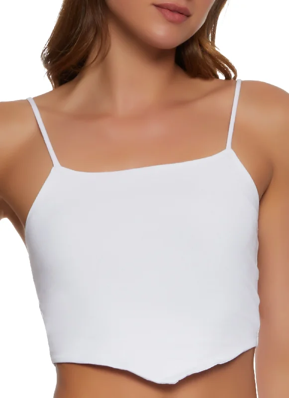 Square Neck Hanky Hem Crop Top