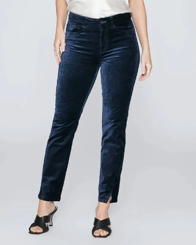 Cindy Twisted Seam Pants In Deep Navy Velvet