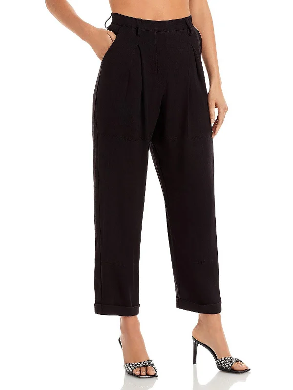 Kai Womens Linen Blend Cropped Ankle Pants