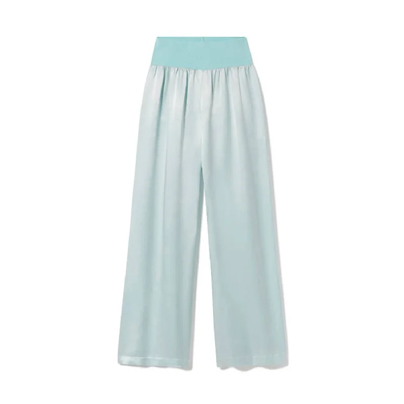 Lola Satin Pant In Aqua