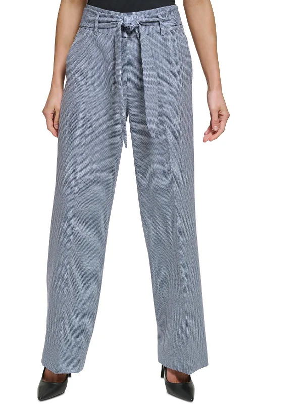 Petites Womens High Rise Workwear Wide Leg Pants