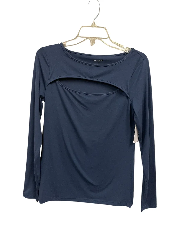 Top Long Sleeve Basic By Nine West In Blue, Size: M