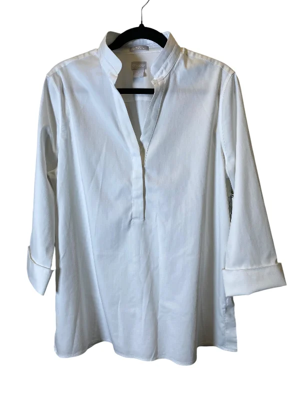 Top Long Sleeve By Chicos In White, Size: L