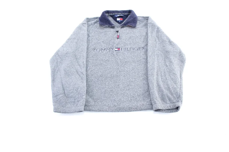 90's Tommy Hilfiger Embroidered Grey Fleece Pullover