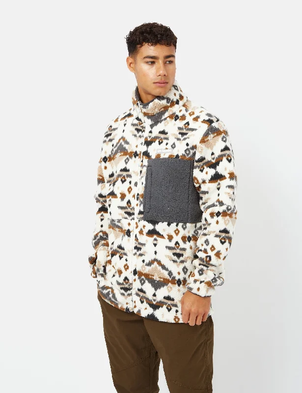 Columbia Mountainside Full Zip Sweater (Rocky Mountain Print) - Chalk White