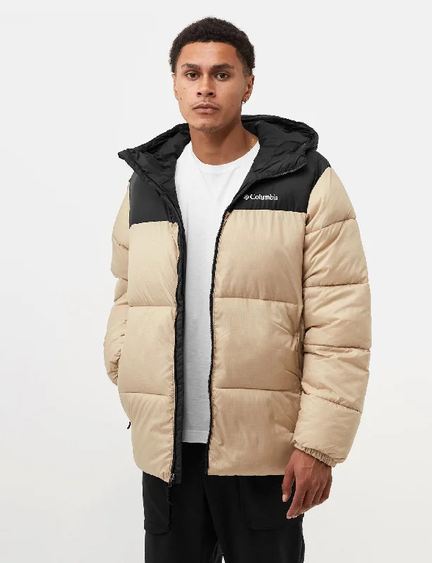 Columbia Puffect Hooded Jacket - Ancient Fossil White/Black