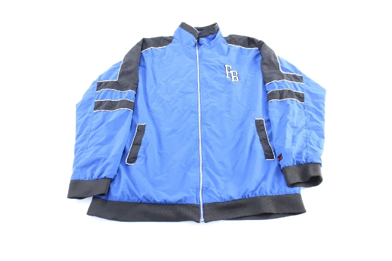 Fubu The Collection Embroidered Black & Blue Zip Up Jacket