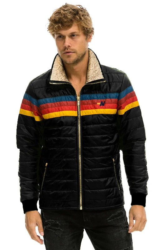 4 STRIPE RAINBOW SLEEVE JACKET  -  BLACK