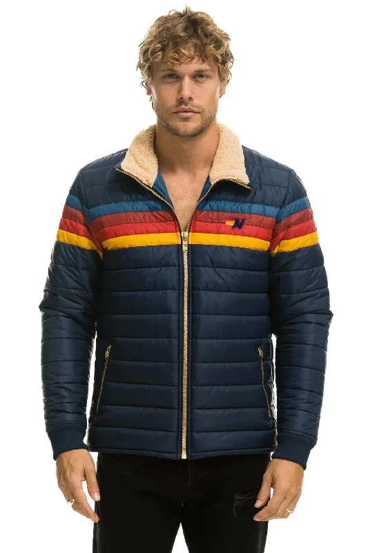 4 STRIPE RAINBOW SLEEVE JACKET - NAVY