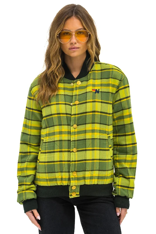 PLAID UNISEX VARSITY JACKET - AVOCADO PLAID