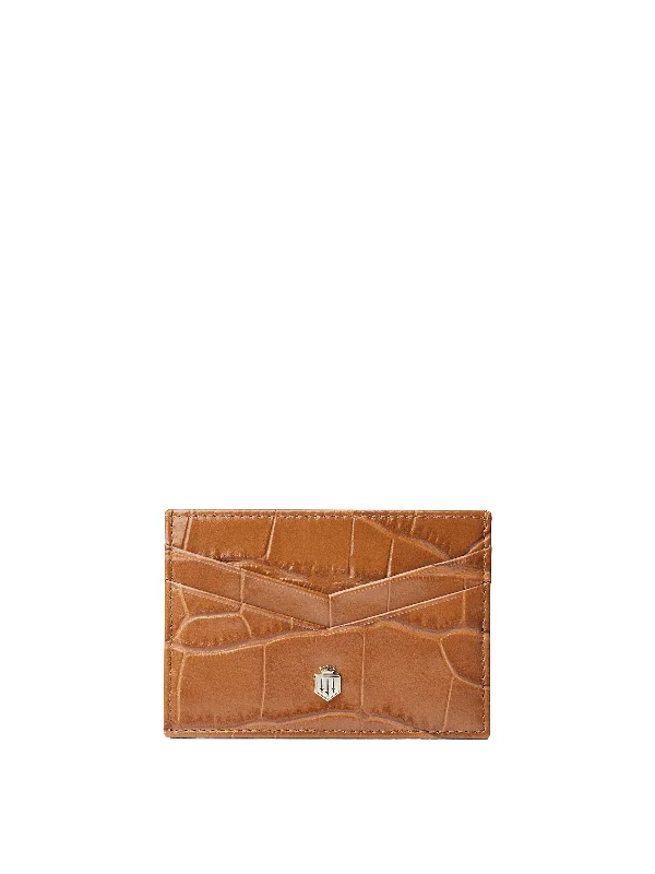 Signature Card Holder - Tan Croc Leather