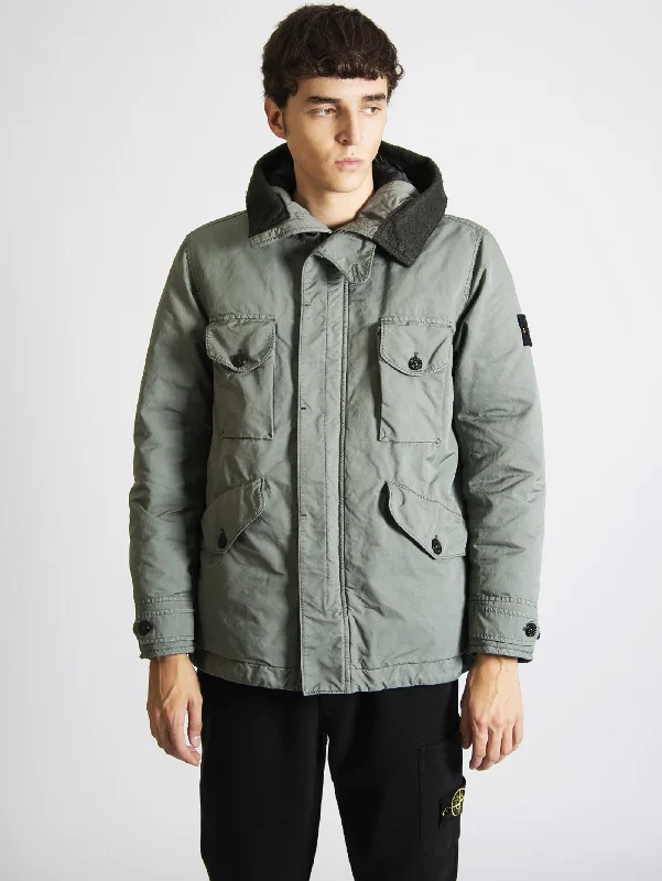 Field Jacket con Cappuccio Salvia