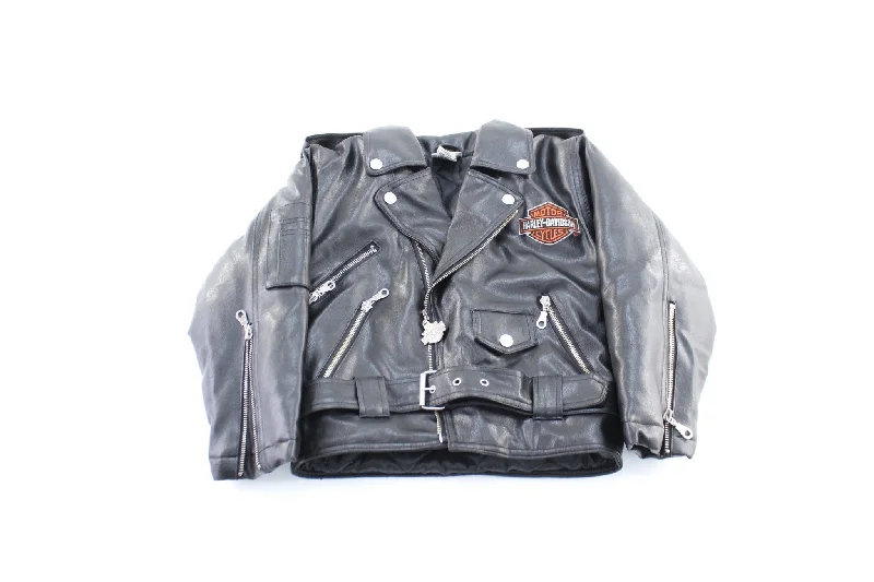 Toddler Harley Davidson Motorcycles Embroidered Leather Zip Up Jacket