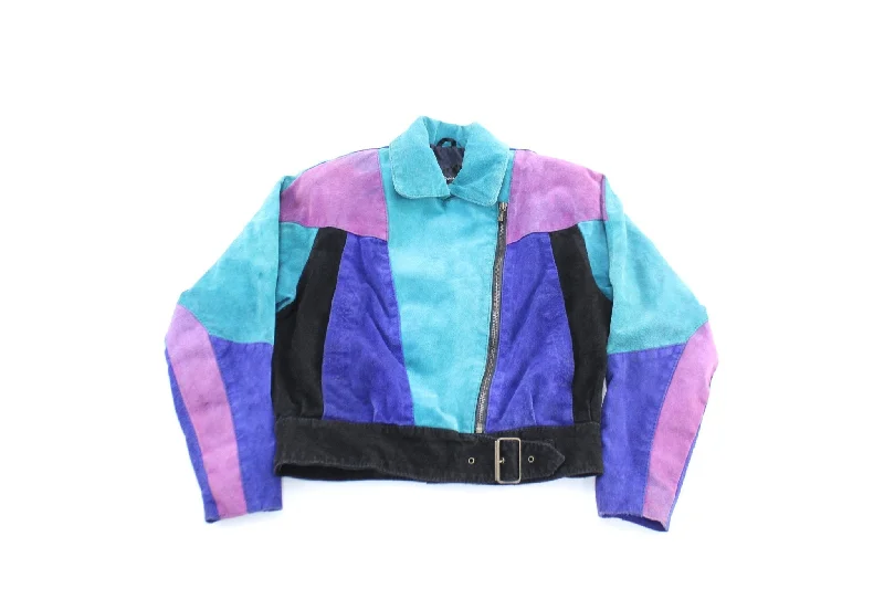 Women's Notorious Colorblock Leather Zip Up Jacket