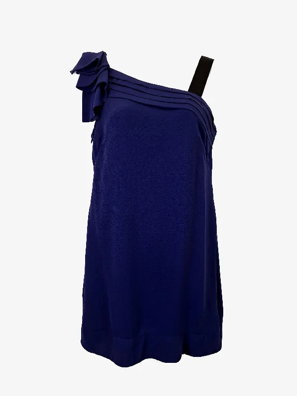 Cue Blueberry Draped Straight Mini Dress Size 12