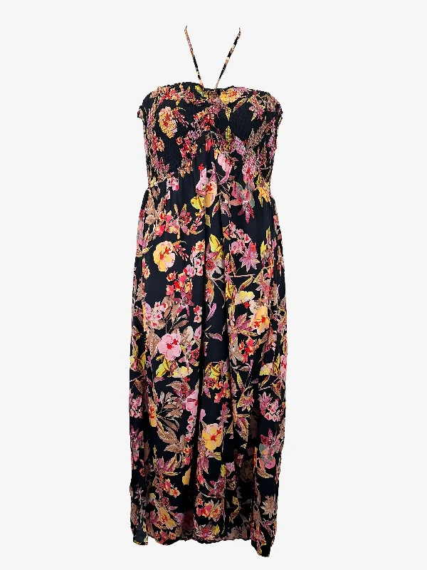 Kachel Resort Shirred Sleeveless Floral Maxi Dress Size L