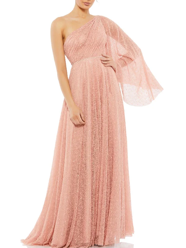 Womens Cape Sleeve Maxi Evening Dress