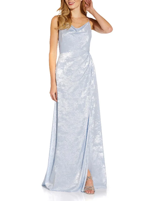 Womens Cowl Neck Maxi Evening Dress