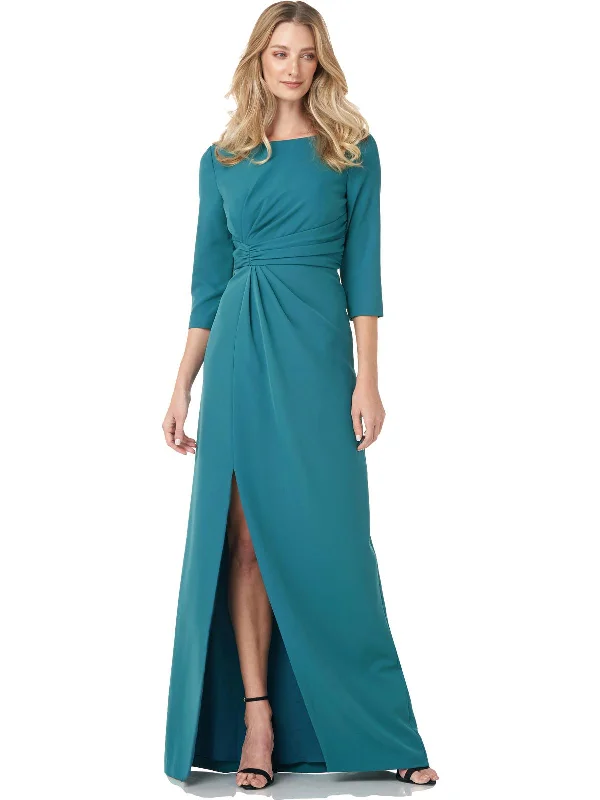 Womens Gathered Maxi Evening Dress