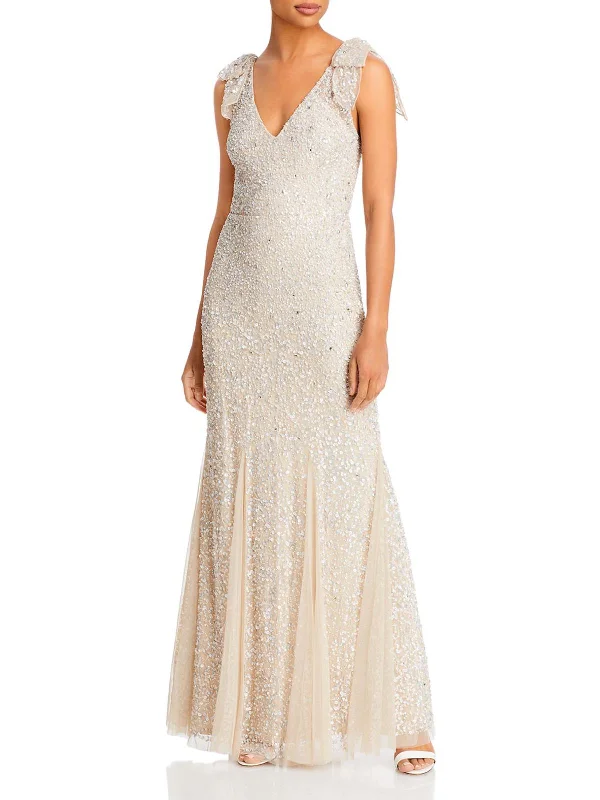 Womens Sequined Maxi Evening Dress