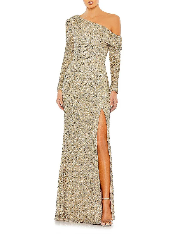 Womens Sequined Maxi Evening Dress