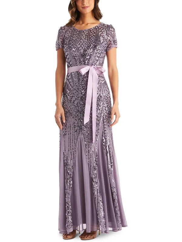 Womens Sequined Maxi Evening Dress