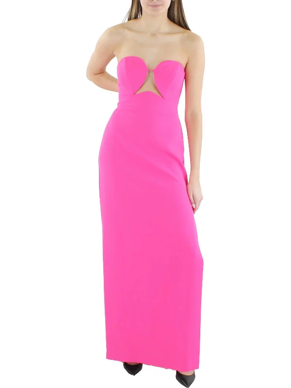 Womens Cut-Out Strapless Evening Dress