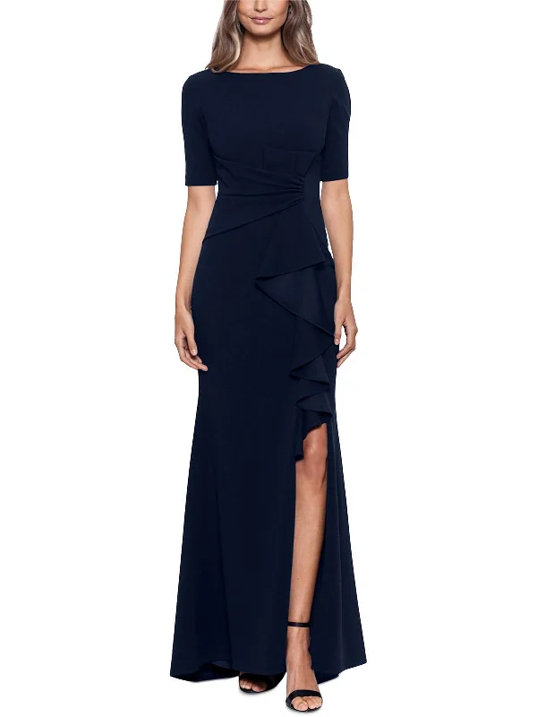 Womens Ruched Maxi Evening Dress