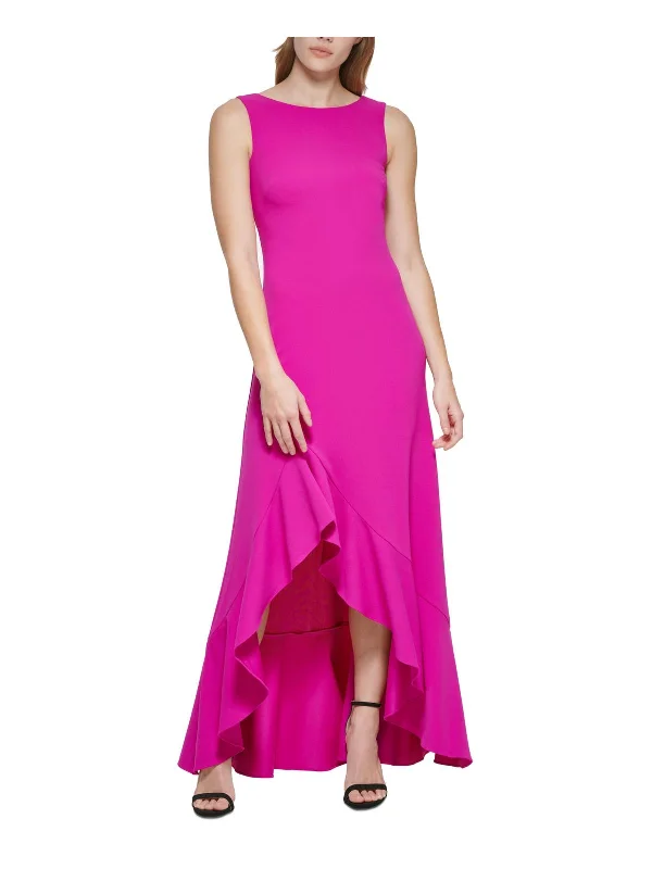 Womens Ruffled Full Length Evening Dress