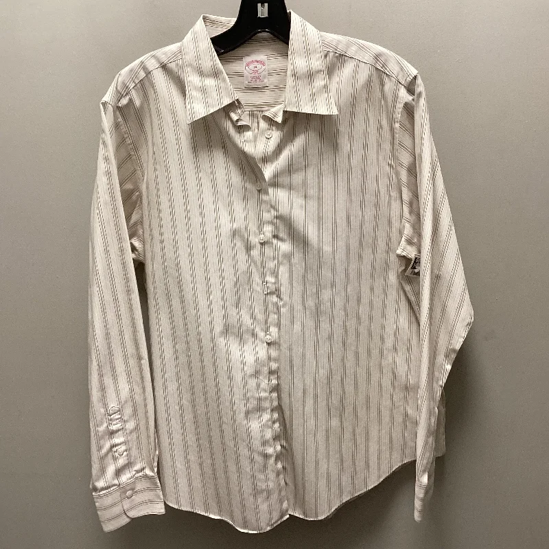 Blouse Long Sleeve By Brooks Brothers In Cream, Size: L