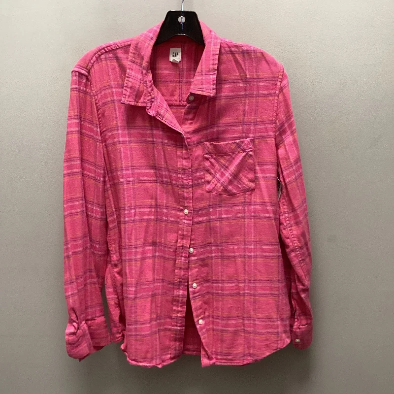 Blouse Long Sleeve By Gap In Pink, Size: L