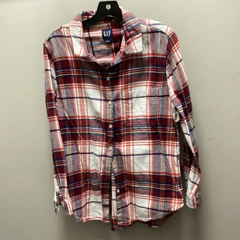 Blouse Long Sleeve By Gap In Red, Size: L