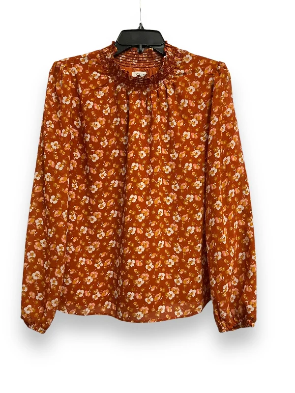 Blouse Long Sleeve By J. Crew In Floral Print, Size: M