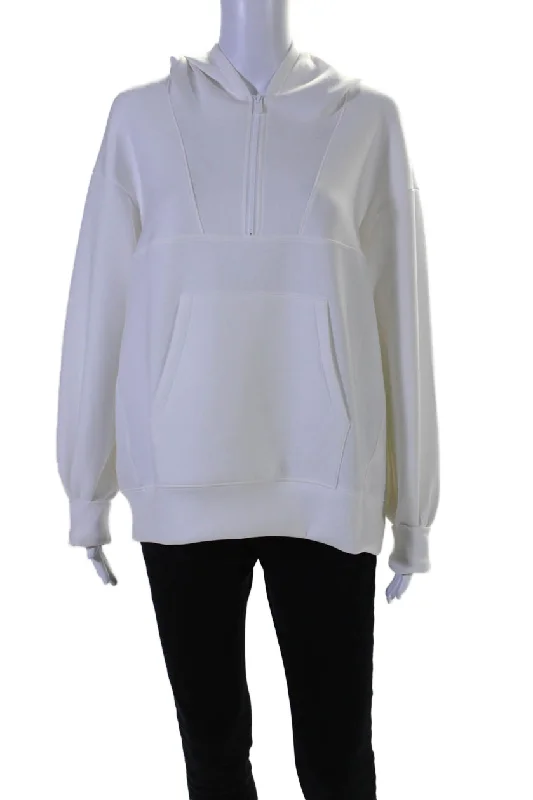 Lis Lareida Womens White Half Zip Long Sleeve Pullover Tara Hoodie