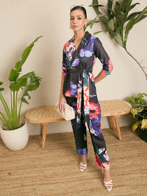 Printed Linen 2 Piece Jacket and Pants Set